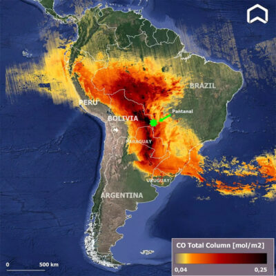 Kohlenmonoxid (CO) durch Brände über Brasilien